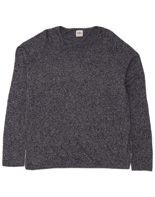 Ανδρικό πουλόβερ Zara Boat Neck Jumper XL Navy Blue Flecked