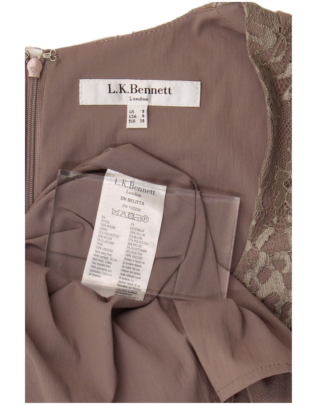 Λ.Κ. Γυναικείο αμάνικο φόρεμα BENNETT UK 8 Small Purple Floral Nylon