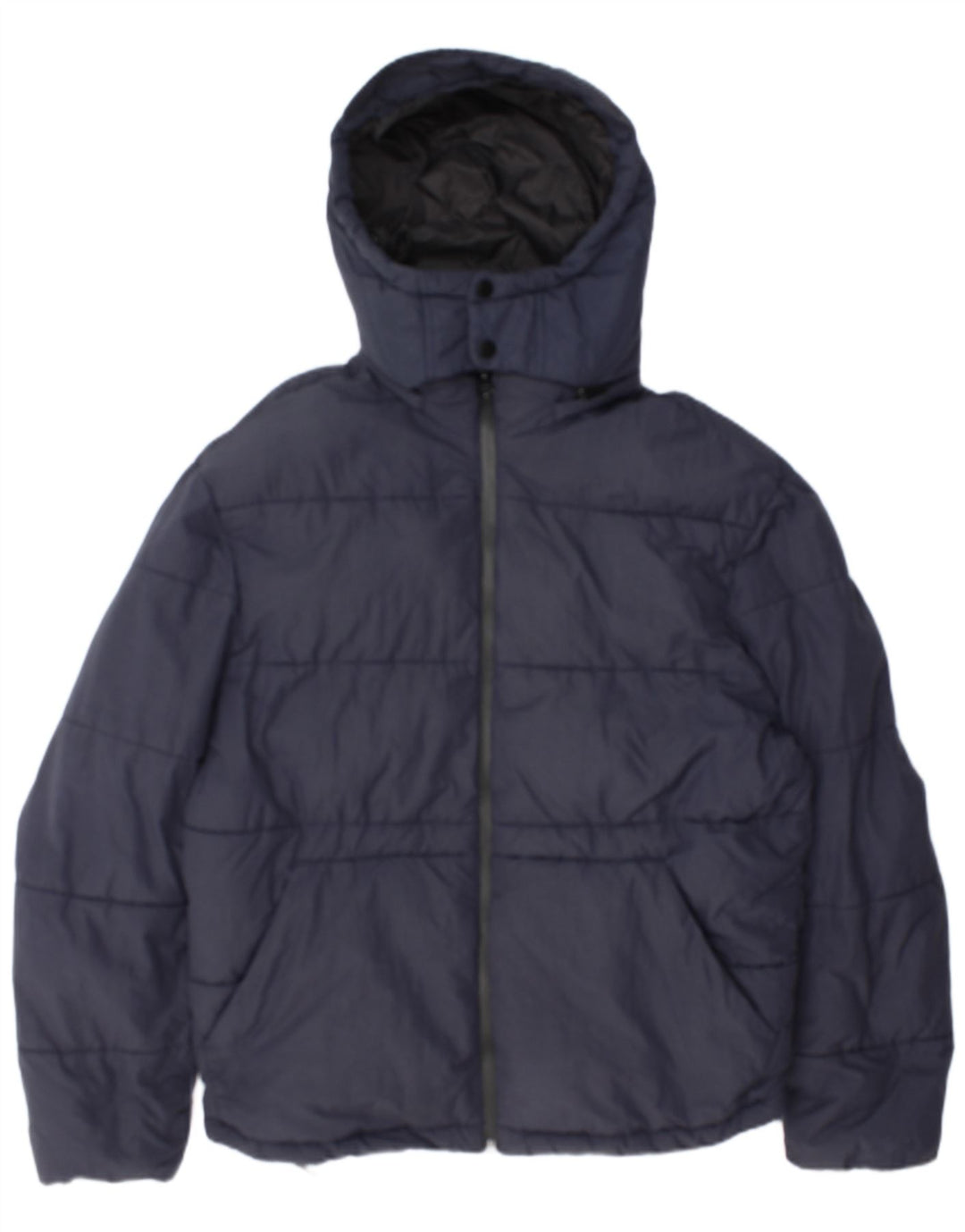Zara Ανδρικό μπουφάν με κουκούλα UK 40 Large Navy Blue Polyester