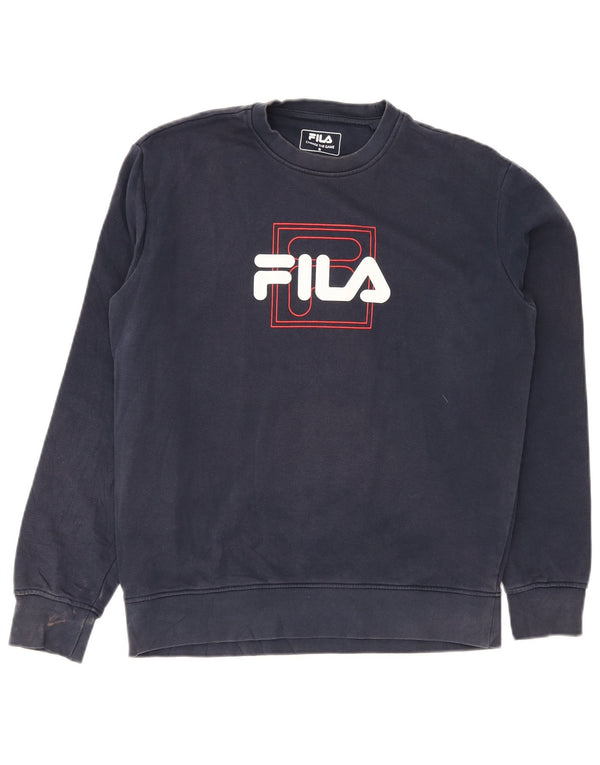 Ανδρικό γραφικό φούτερ Fila Jumper Small Navy Blue βαμβακερό