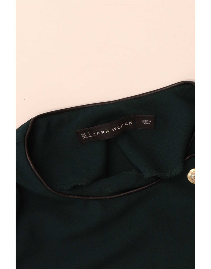 Zara Γυναικείο φόρεμα με μακρυμάνικη θήκη UK 10 Small Green Polyester