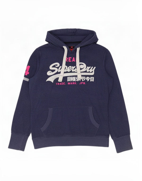 Superdry Γυναικείο Γραφικό Φούτερ UK 16 Large Navy Blue από βαμβάκι