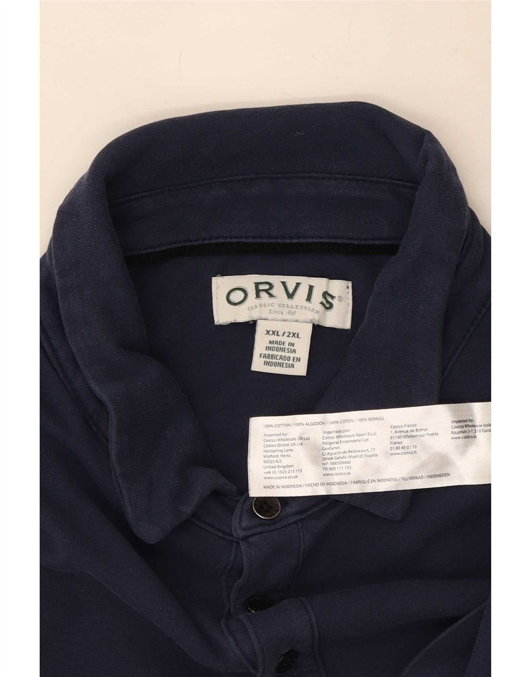 Orvis Ανδρικό Πόλο Μπλουζάκι 2XL Navy Blue Βαμβακερό
