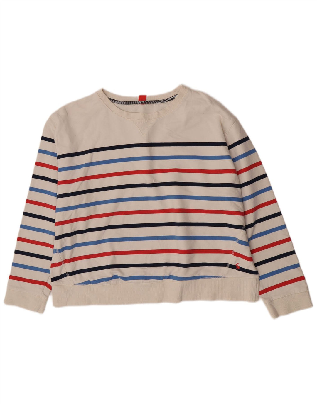 Joules Γυναικεία φούτερ υπερμεγέθη Jumper UK 14 Μεσαίο λευκό ριγέ βαμβακερό