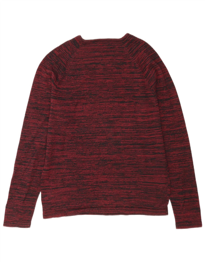 Jack & Jones Ανδρικό πουλόβερ με λαιμόκοψη μεσαίο μπορντό ριγέ