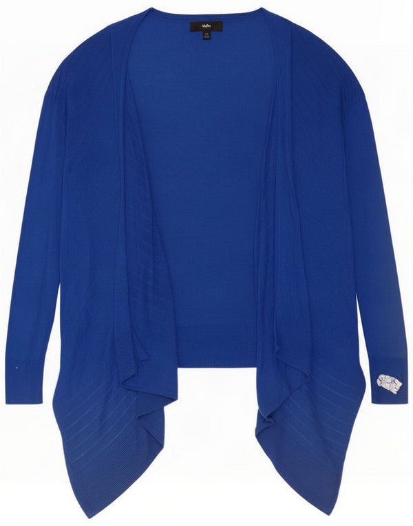 Mossimo Womens Asymmetric Open Cardigan πουλόβερ UK 16 Large Blue Nylon
