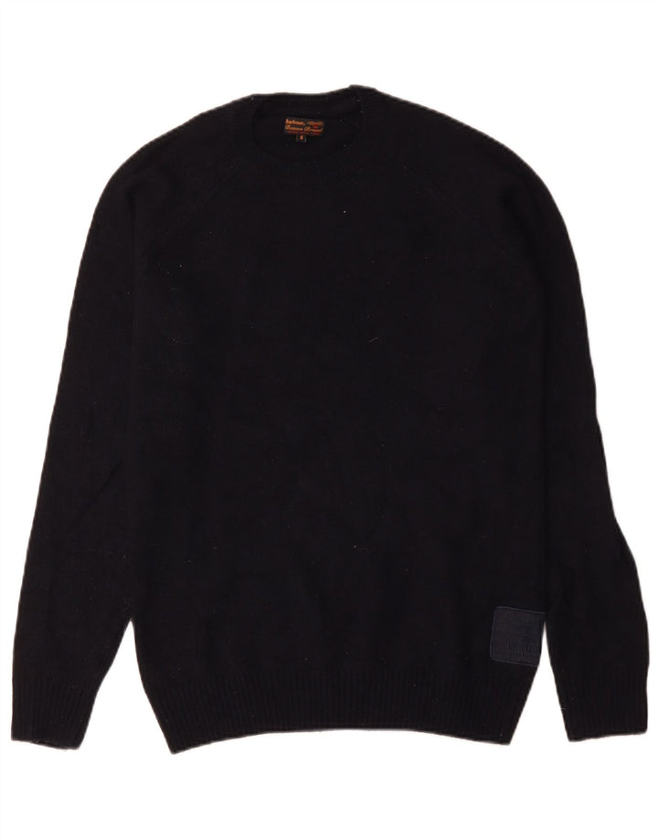 Ανδρικό πουλόβερ με λαιμόκοψη Barbour Small Navy Blue Wool