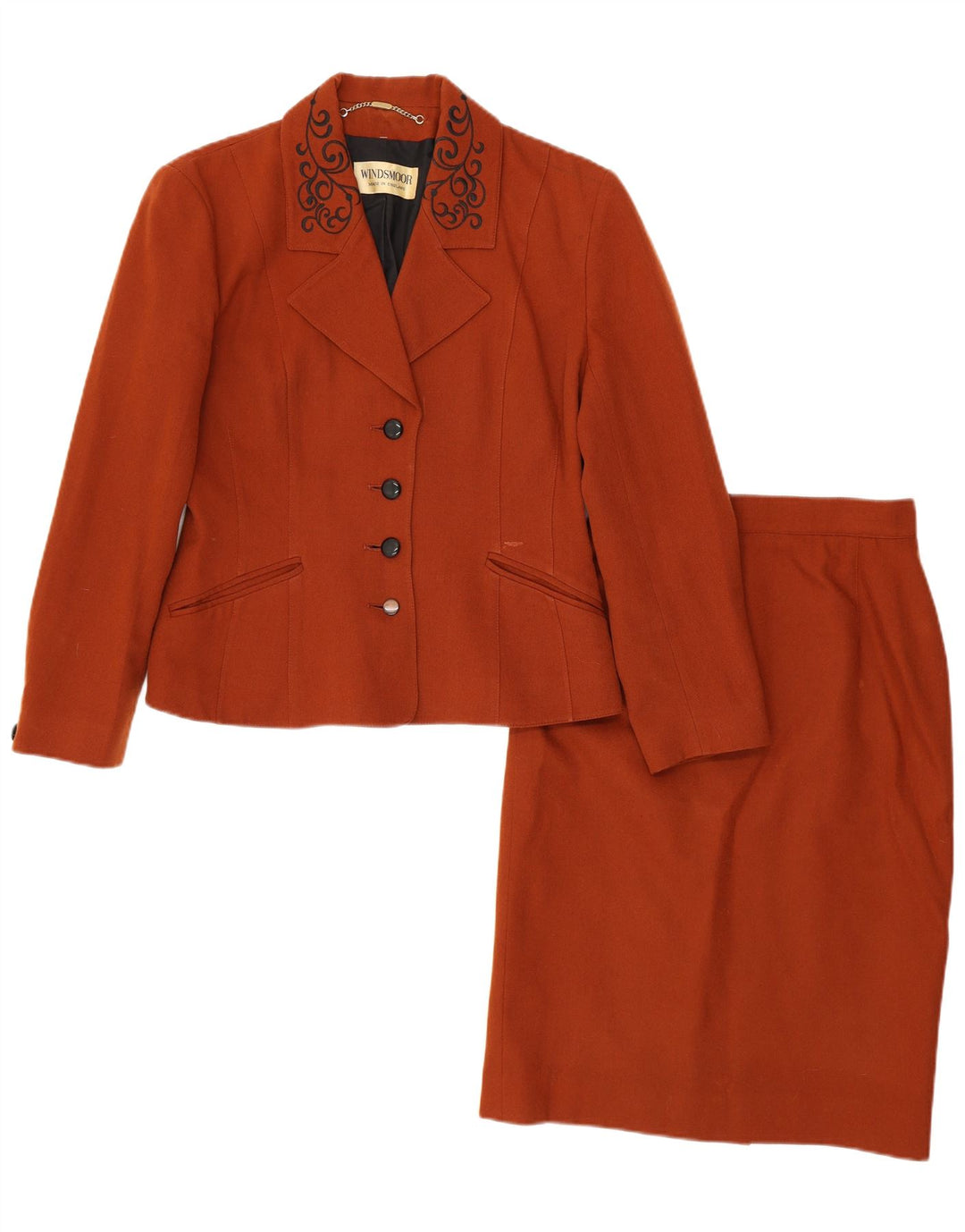 Windsmoor Γυναικείο Σετ φούστα 2 τεμαχίων μεγάλου μεγέθους UK 8 Small W26 καφέ καινούργιο μαλλί