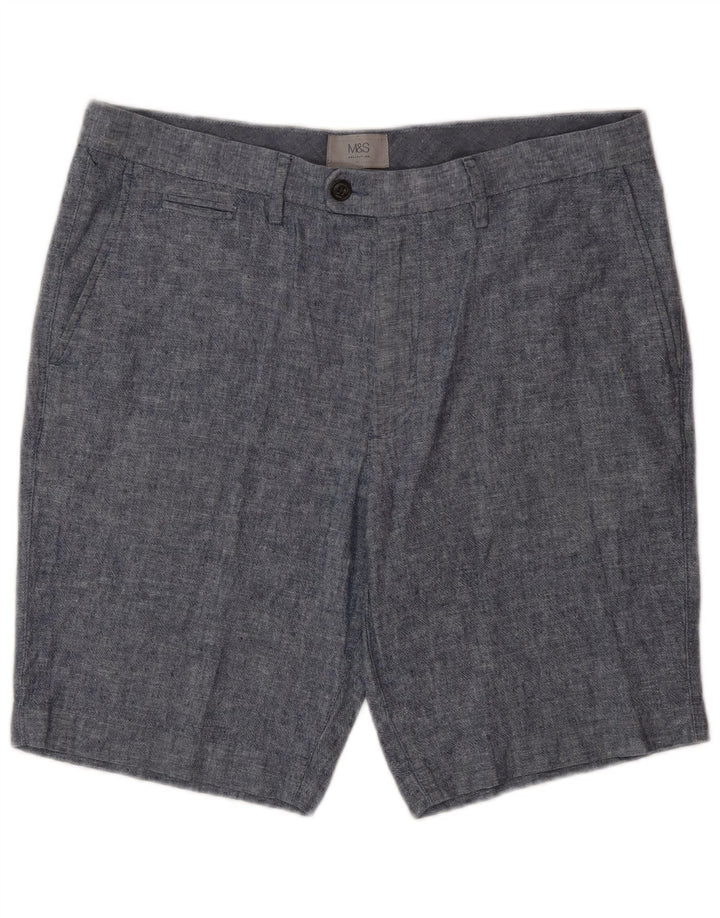 Ανδρικό σορτς Chino Marks & Spencer W34 μεγάλο μπλε λινό