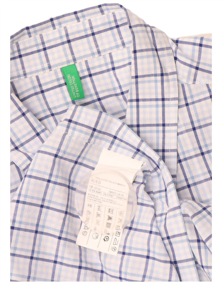 Ανδρικό πουκάμισο Benetton XL Blue Check Cotton