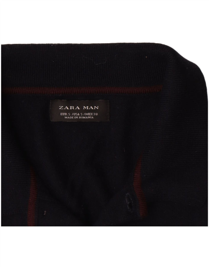 Zara Ανδρικό πουλόβερ Polo Neck Jumper Μικρό Navy Blue