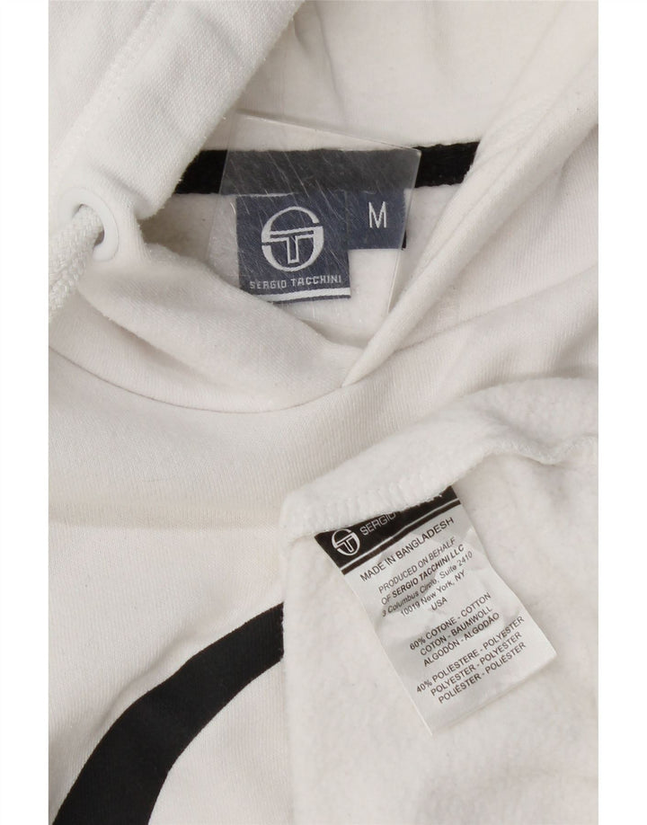Sergio Tacchini Ανδρικό γραφικό κουκούλα, μεσαίο λευκό βαμβακερό