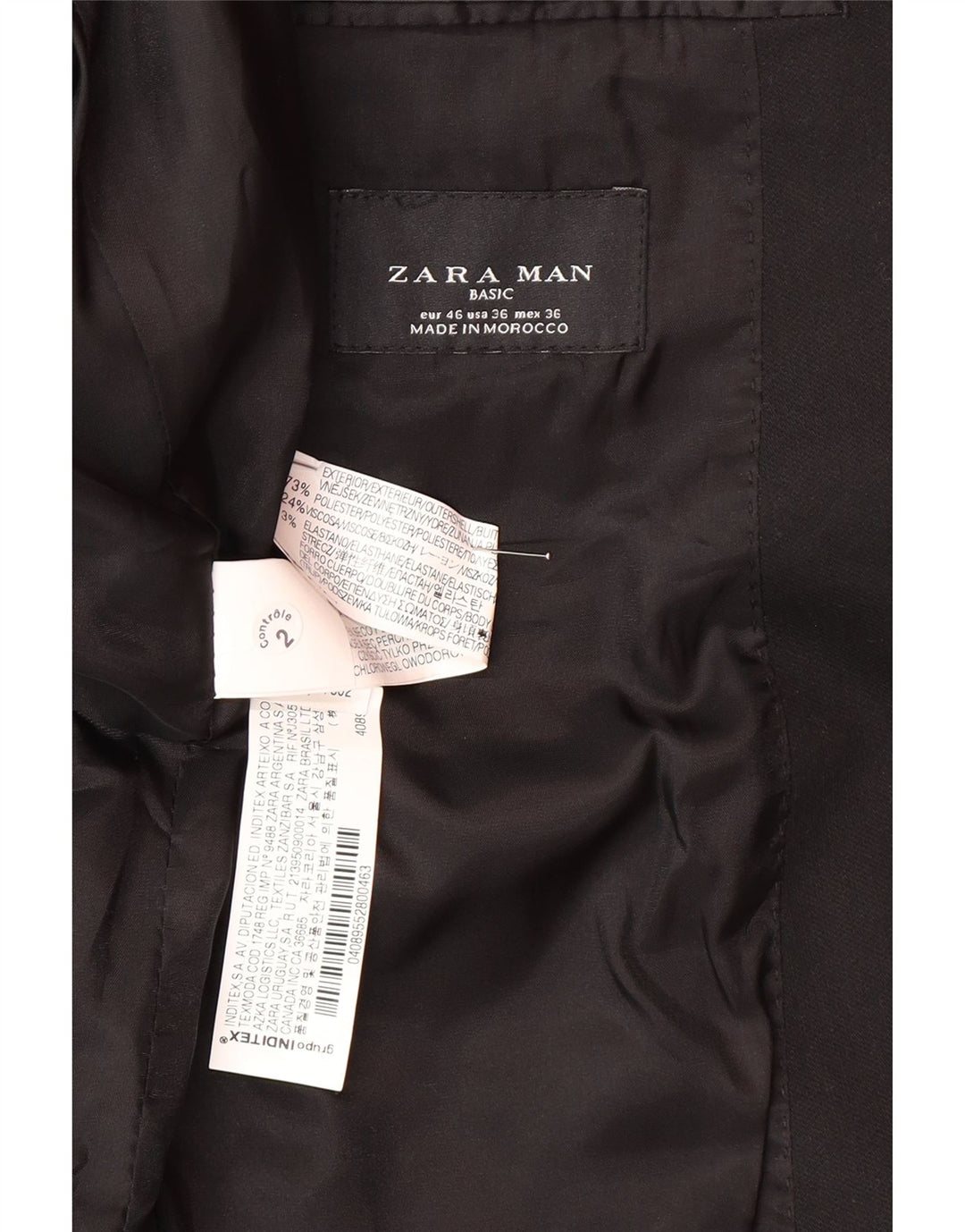 Zara Ανδρικό σακάκι μπλέιζερ με 2 κουμπιά EU 46 Small Black Polyester