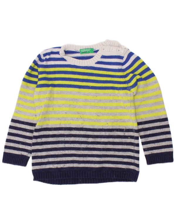Πουλόβερ Benetton Boys Boat Neck Jumper 3-4 ετών πολύχρωμο ριγέ