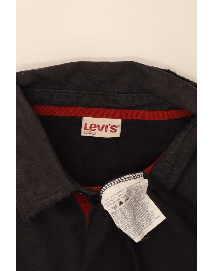 Ανδρικό μακρυμάνικο μπλουζάκι πόλο Levi's μεγάλο μαύρο βαμβακερό