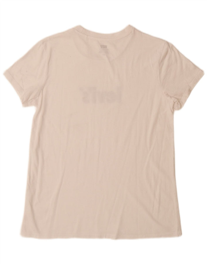 Γυναικείο γραφικό T-Shirt LEVI'S Top UK 12 Medium White