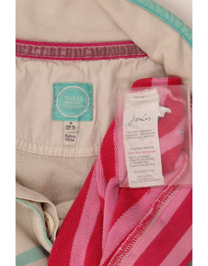 Joules Γυναικεία φούτερ με λαιμόκοψη Jumper UK 16 μεγάλο λευκό ριγέ