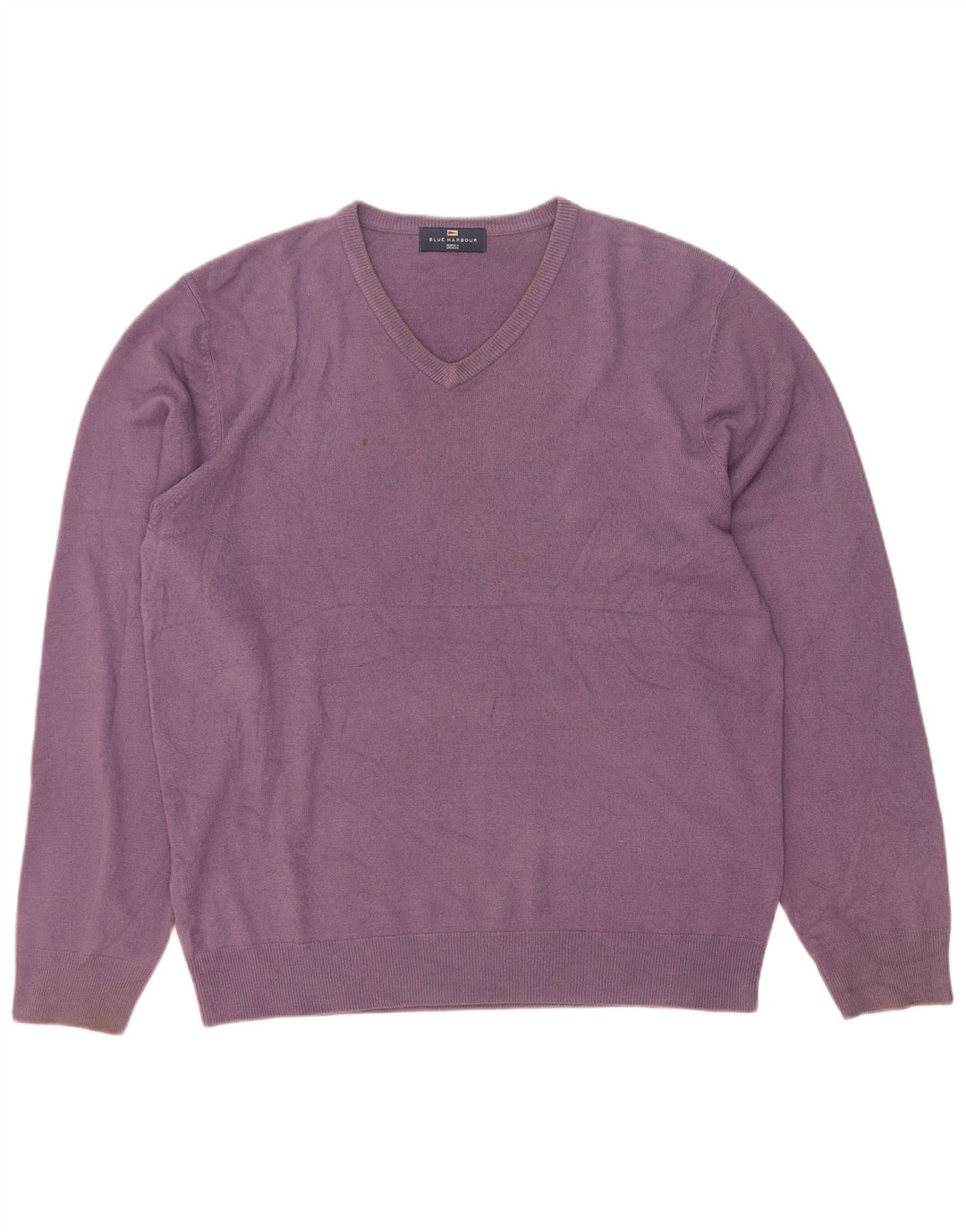 Ανδρικό πουλόβερ Marks & Spencer Blue Harbor με λαιμόκοψη με λαιμόκοψη μεγάλο μωβ
