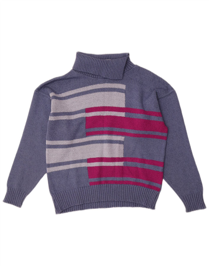 Γυναικείο πουλόβερ Pebble με ρολό λαιμόκοψη UK 12 Medium Blue Colourblock