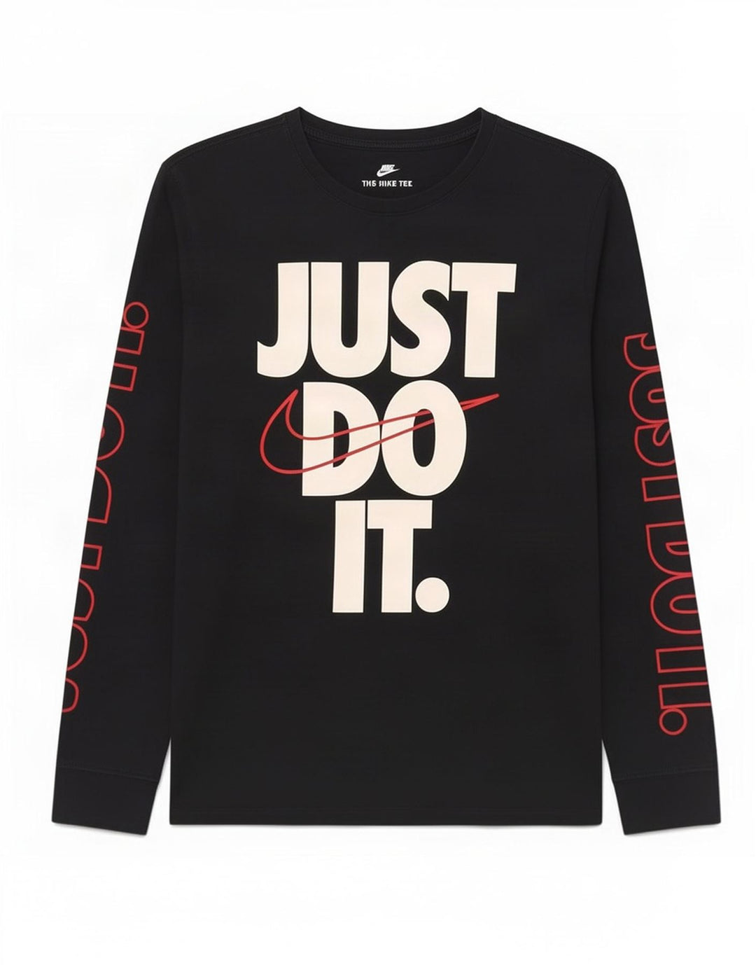 Ανδρικό αθλητικό κοψί με γραφικό τοπ Nike, μακρυμάνικο μεγάλο μαύρο βαμβακερό