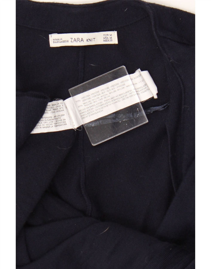 Zara Γυναικείο μανίκι 3/4 πουλόβερ ζακέτα υπερμεγέθη UK 14 Medium Navy Blue