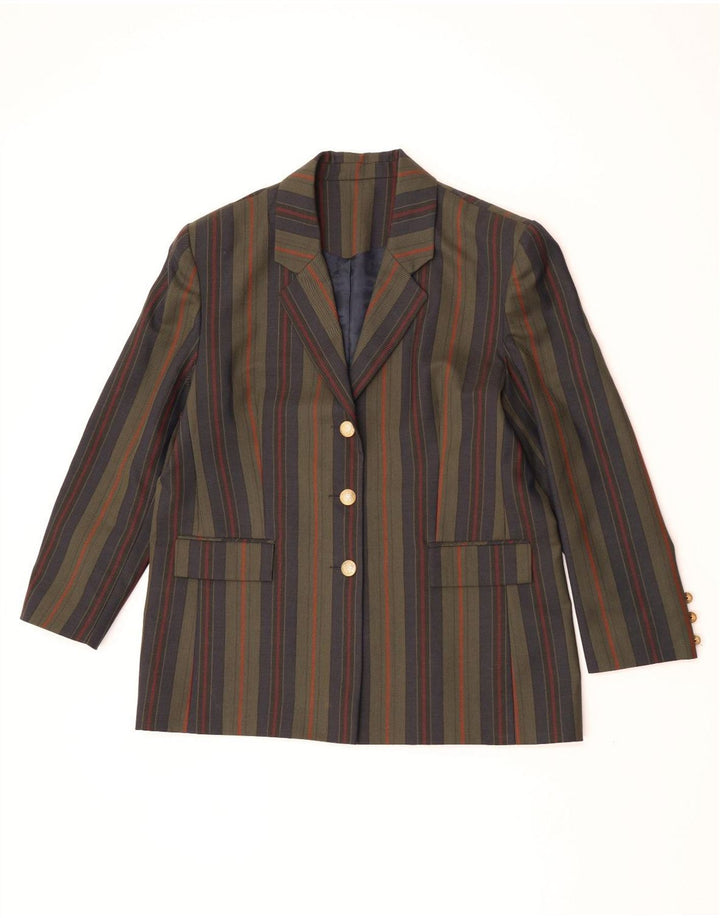 Vintage γυναικείο σακάκι blazer UK 18 XL χακί ριγέ μαλλί