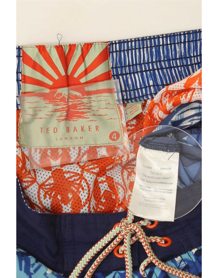 Ted Baker Ανδρικό σορτς κολύμβησης μεγέθους 4 Μεγάλο μπλε ναυτικό φλοράλ πολυεστέρας