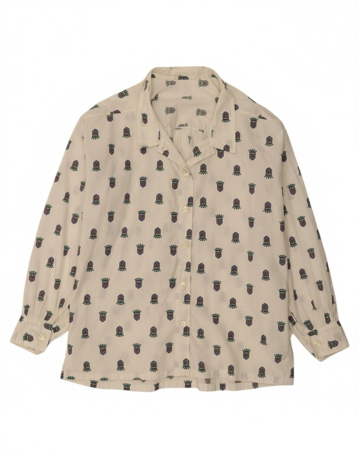 VINTAGE Womens Shirt UK 18 XL White Geometric