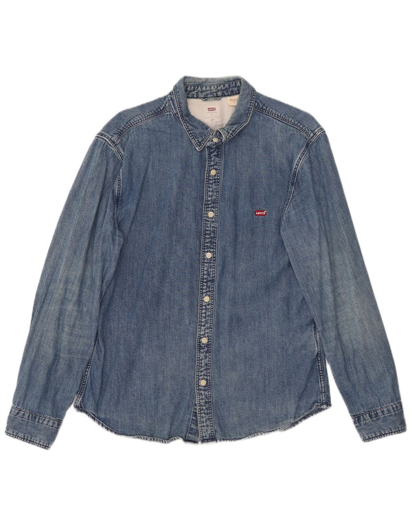 Levi's Ανδρικό τζιν πουκάμισο UK 40 μεγάλο μπλε βαμβακερό