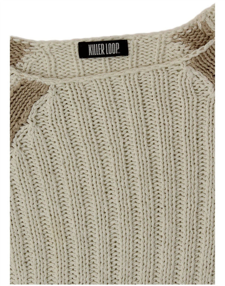 Killer Loop Γυναικείο πουλόβερ με λαιμόκαυστο UK 10 Small White ριγέ