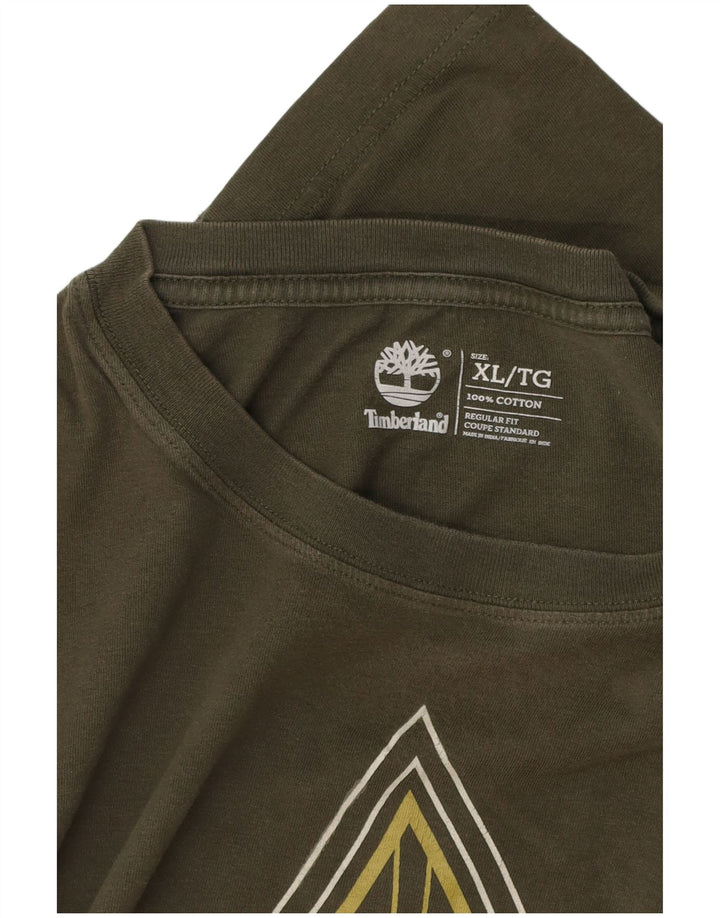 Ανδρικό TIMBERLAND με κανονική εφαρμογή γραφικό μακρυμάνικο XL βαμβακερό χακί