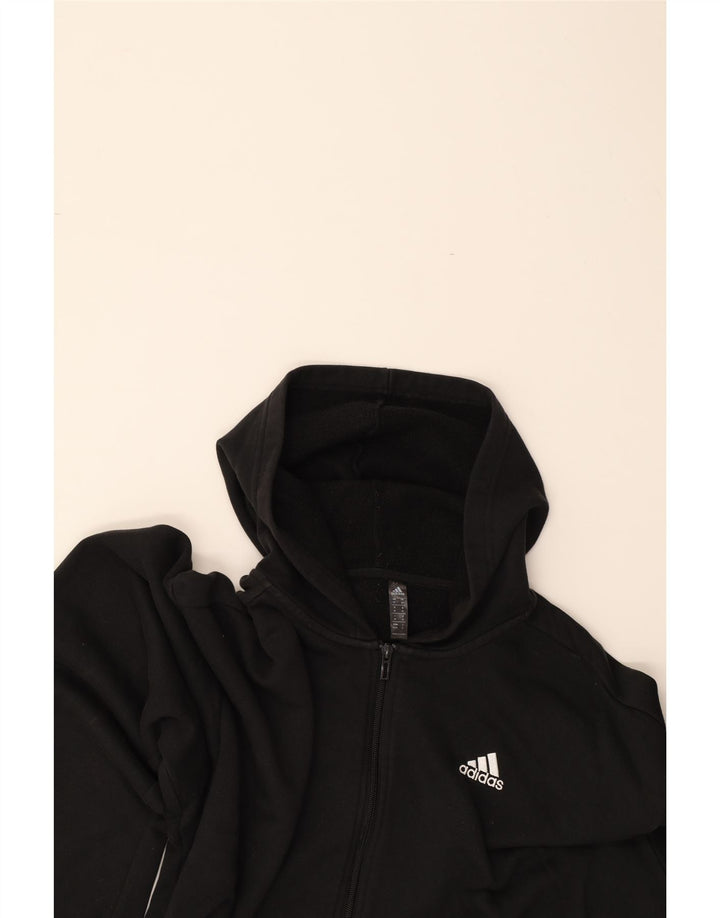 ADIDAS Mens Graphic Zip Hoodie Sweater Medium Black Cotton Vintage Adidas and Second-Hand Adidas from Messina Hembry 