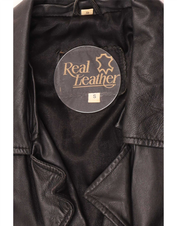 Vintage Γυναικείο Oversized Δερμάτινο Μπουφάν UK 10 Small Black