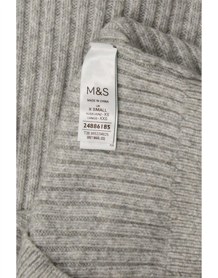 Marks & Spencer Γυναικείο πουλόβερ με λαιμόκοψη UK 6 XS Grey Polyester