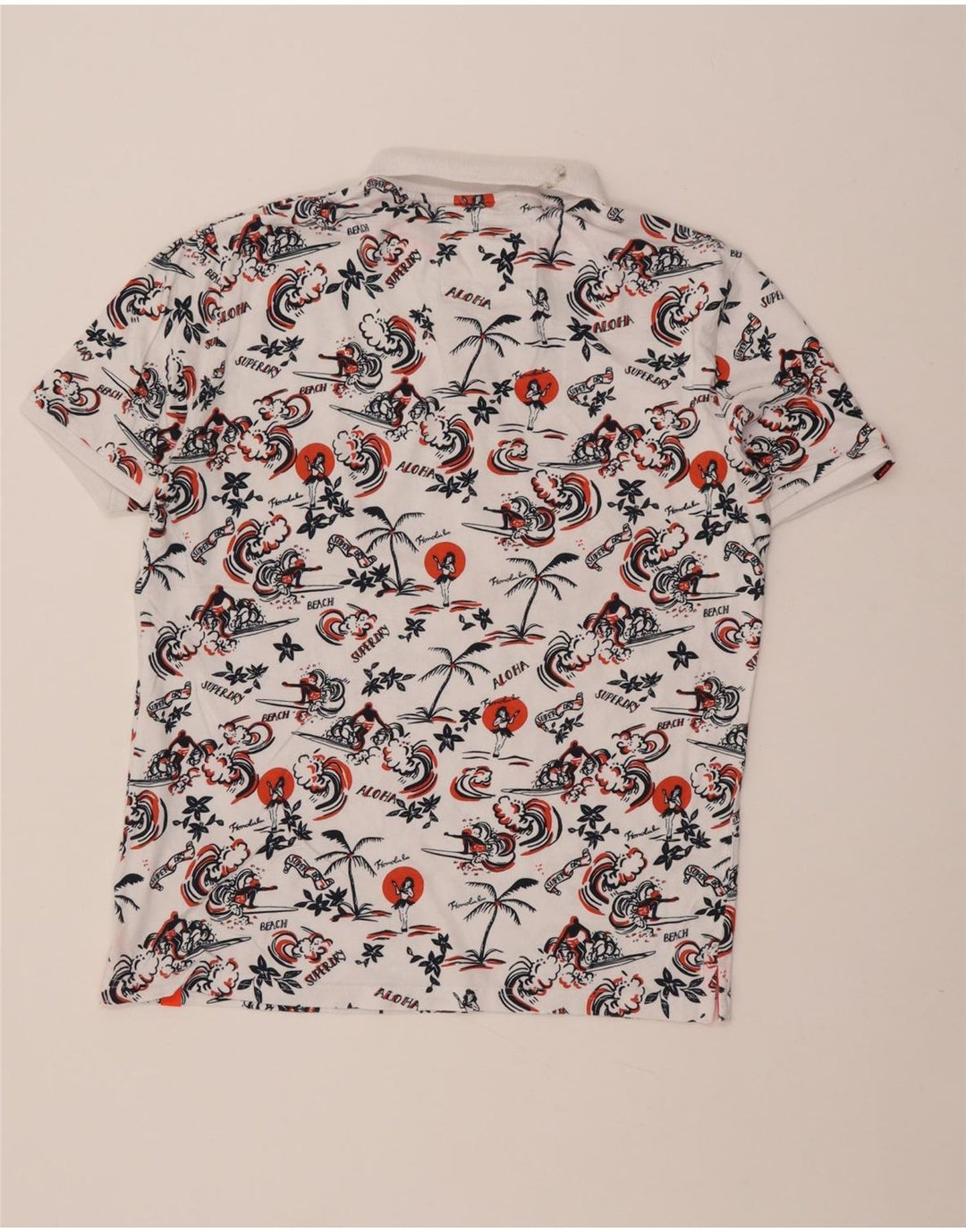 Superdry Ανδρικό Χαβανέζικο Πόλο Μπλουζάκι XL Λευκό βαμβακερό