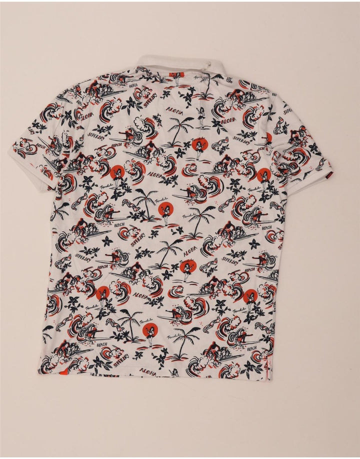 Superdry Ανδρικό Χαβανέζικο Πόλο Μπλουζάκι XL Λευκό βαμβακερό