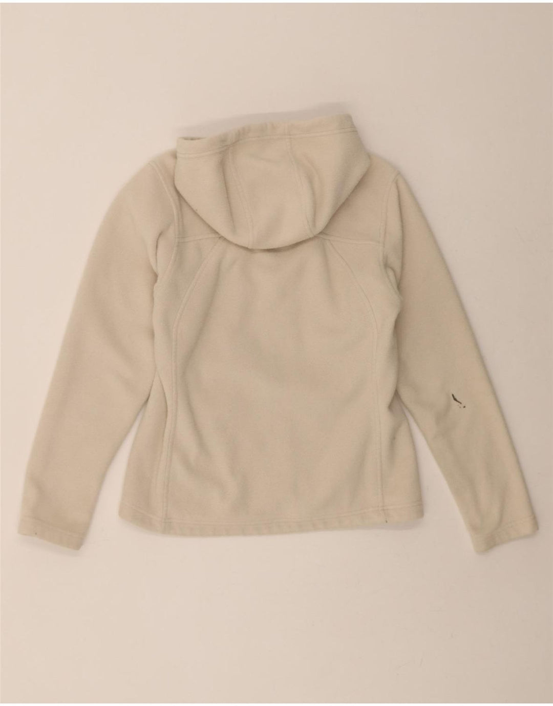 JACK WOLFSKIN Womens Hooded Fleece Jacket UK 10 small Off White Polyester Vintage Jack Wolfskin and Second-Hand Jack Wolfskin from Messina Hembry 