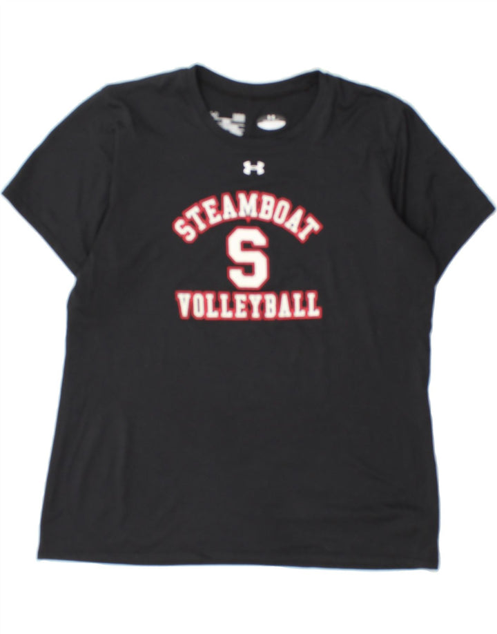 UNDER ARMOUR Womens Graphic T-Shirt Top UK 16 Large Black Polyester Vintage Under Armour and Second-Hand Under Armour from Messina Hembry 