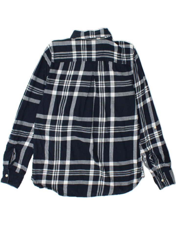 TOMMY HILFIGER Womens Pullover Shirt UK 10 Small Navy Blue Check Cotton Vintage Tommy Hilfiger and Second-Hand Tommy Hilfiger from Messina Hembry 