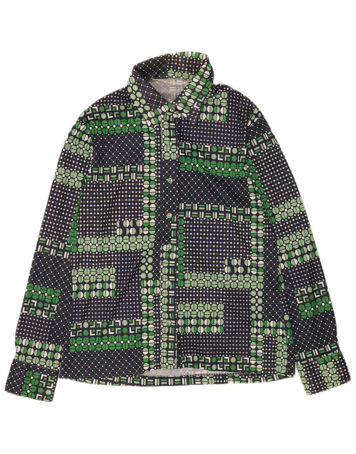 Vintage γυναικείο πουκάμισο UK 14 Medium Green Geometric