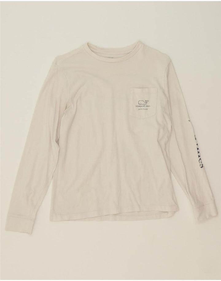 VINEYARD VINES Boys Graphic Top Long Sleeve 13-14 Years Large  White Vintage Vineyard Vines and Second-Hand Vineyard Vines from Messina Hembry 