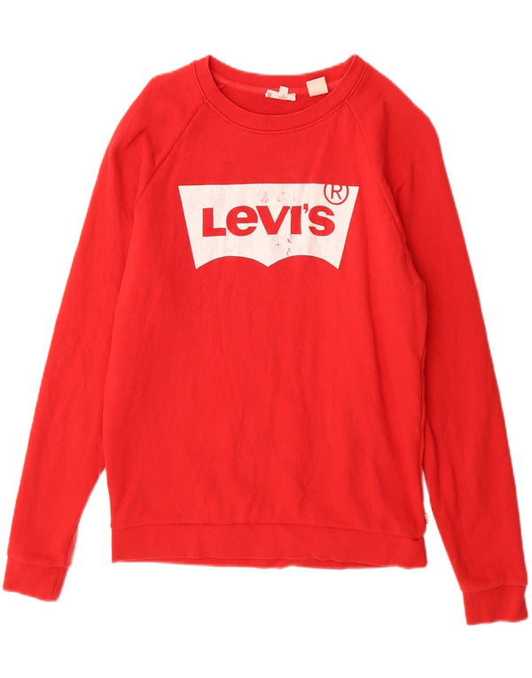 Γυναικείο γραφικό υπερμεγέθη φούτερ Levi's UK 6 XS κόκκινο βαμβακερό