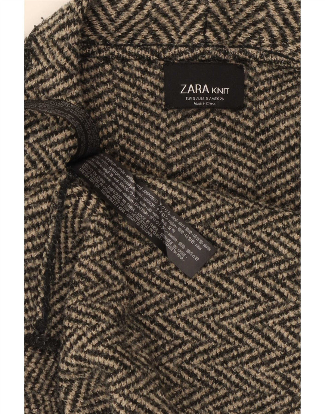 Zara Γυναικείο ασύμμετρο ανοιχτό πουλόβερ ζακέτα UK 10 Small Grey Ψαροκόκαλο