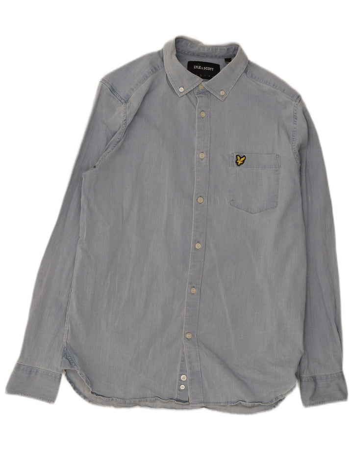 Ανδρικό πουκάμισο Lyle & Scott από μεσαίο μπλε βαμβακερό