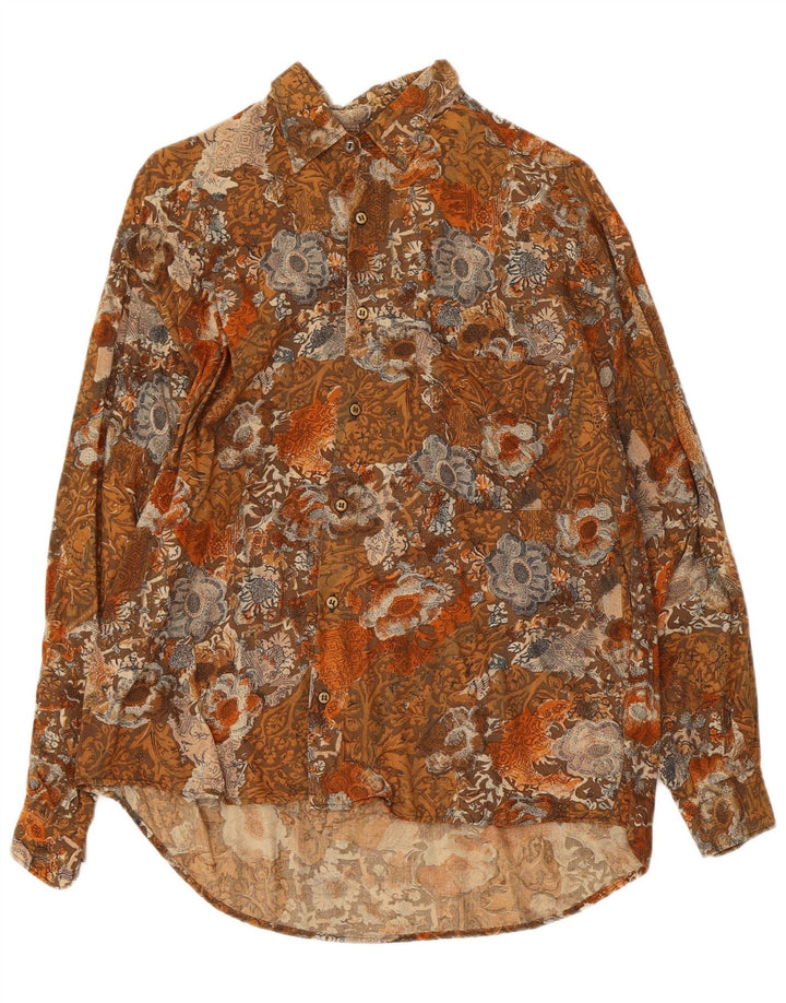 Vintage Ανδρικό πουκάμισο Μικρό Καφέ Floral