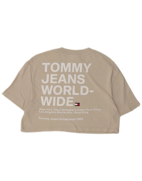 Γυναικείο γραφικό μπλουζάκι TOMMY HILFIGER Oversized Crop Top 10 Small Beige