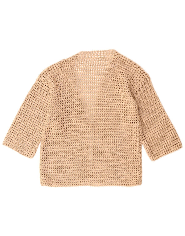 Vintage γυναικείο μανίκι ζακέτα με βελονάκι 3/4 UK 8 Small Beige
