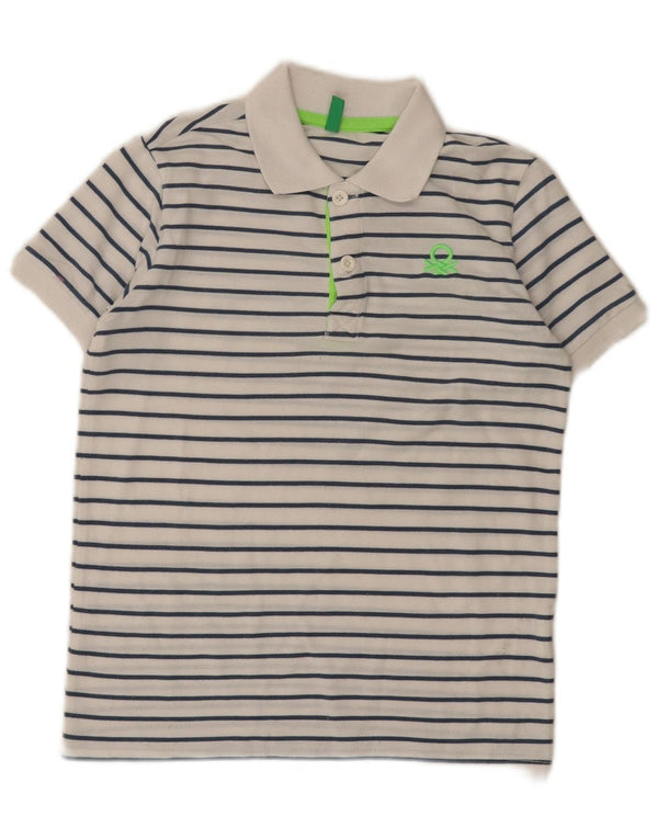Μπλουζάκι Benetton Boys Polo 8-9 ετών Μεγάλο Λευκό Ριγέ Πολυεστέρας
