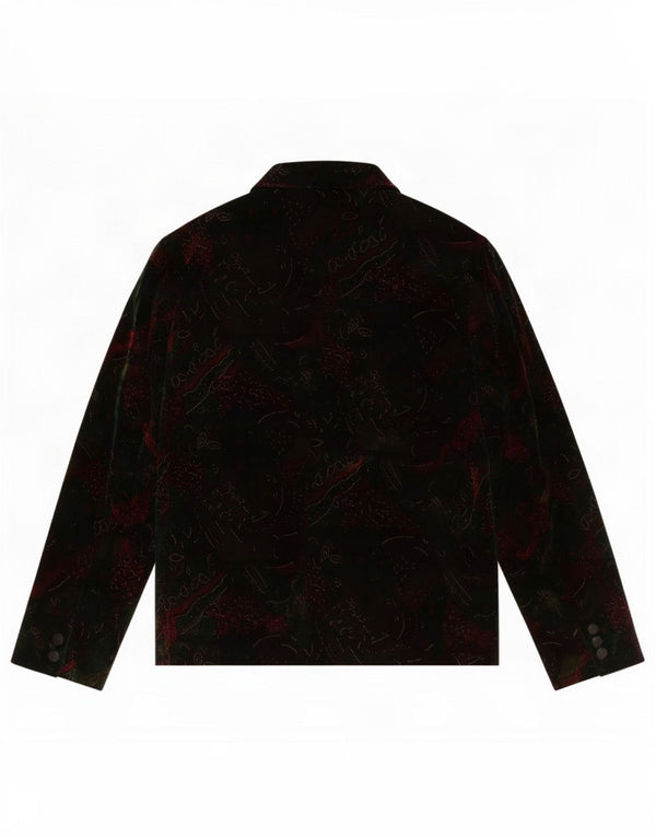 Vintage Womens 3 Button Velvet Blazer Jacket UK 14 Large Black Paisley