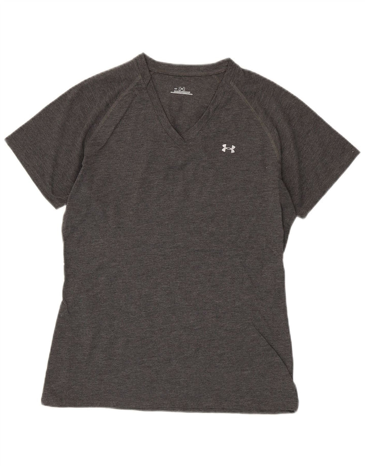 Γυναικείο T-Shirt UNDER Armour Top UK 12 Medium Grey Polyester